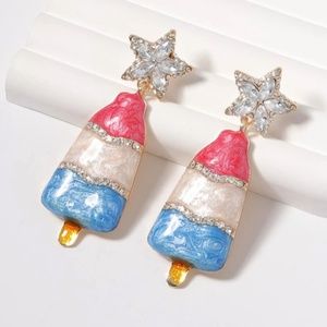 ❤️ FREE Popsicle Ice Rhinestone Summer Chic Snack Ice Cream Drop Star Earrings